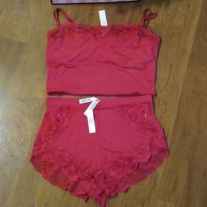 Victoria's Secret - Red Lace Camisole and Short Set